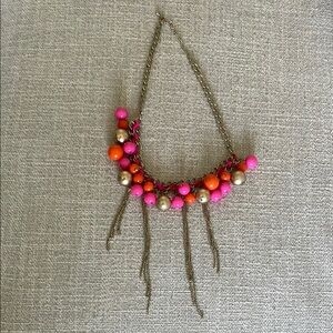 Vibrant Pink and Orange Beaded Necklace with Dynamic Design